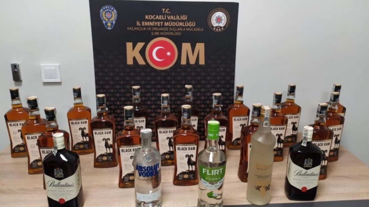 Derince'de 23 şişe kaçak içki ele geçirildi